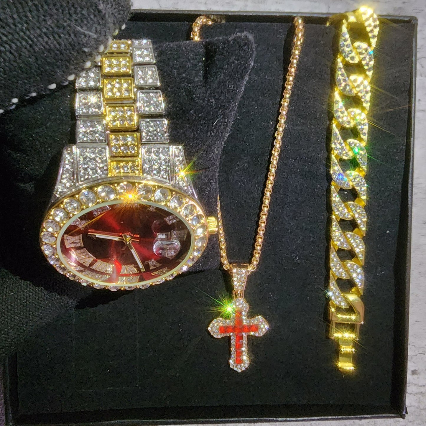 SET DE RELOJ DE 3 PIEZAS PLATA , DORADO
