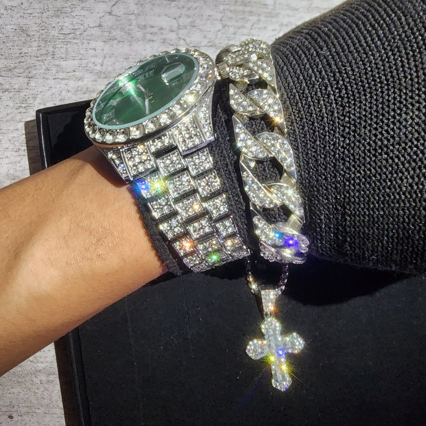 SET DE RELOJ + COLLAR + PULSERA EN COLOR VERDE