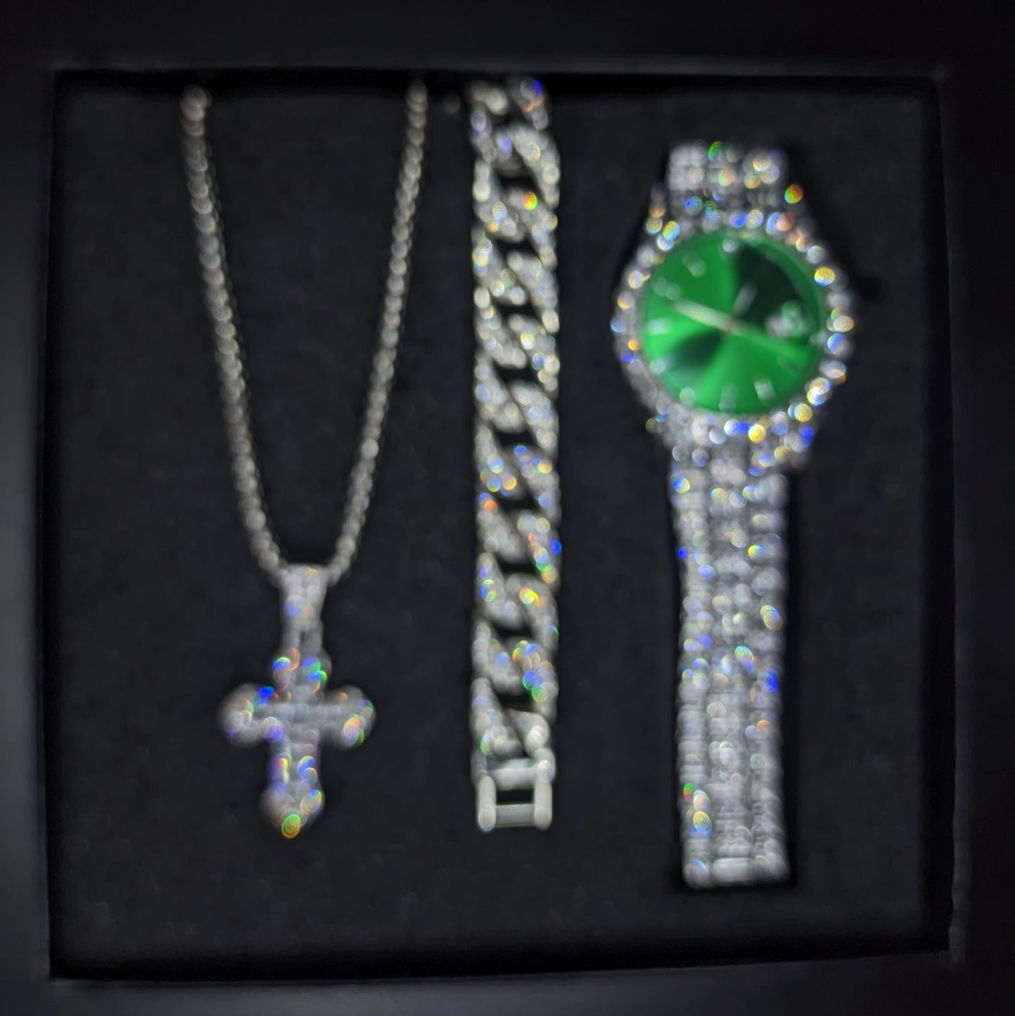 SET DE RELOJ + COLLAR + PULSERA EN COLOR VERDE