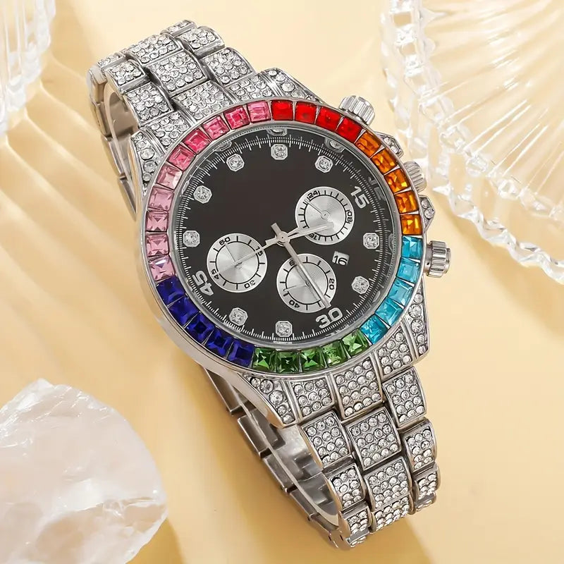 SET DE RELOJ + PULSERA + COLLAR COLOR ARCOIRIS