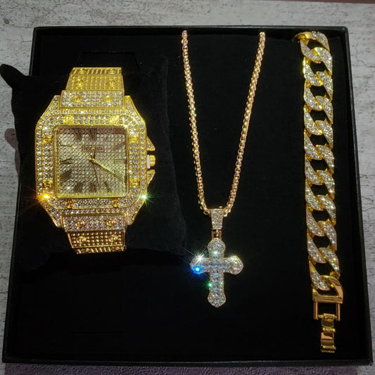 SET DE RELOJ CARTIER DORADO
