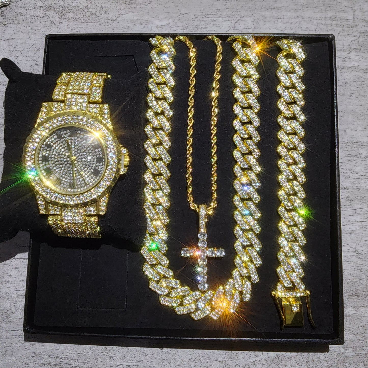 SET DE RELOJ DORADO DE 4 PIEZAS