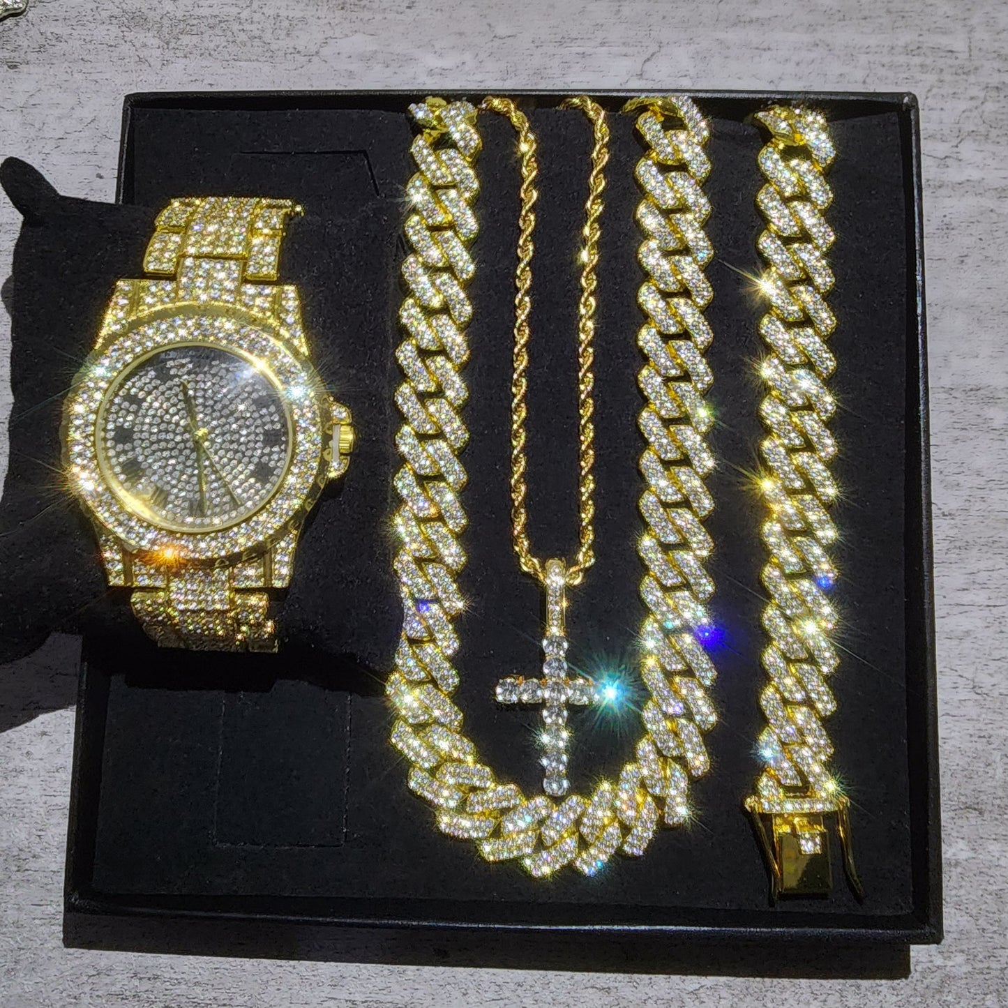 SET DE RELOJ DORADO DE 4 PIEZAS