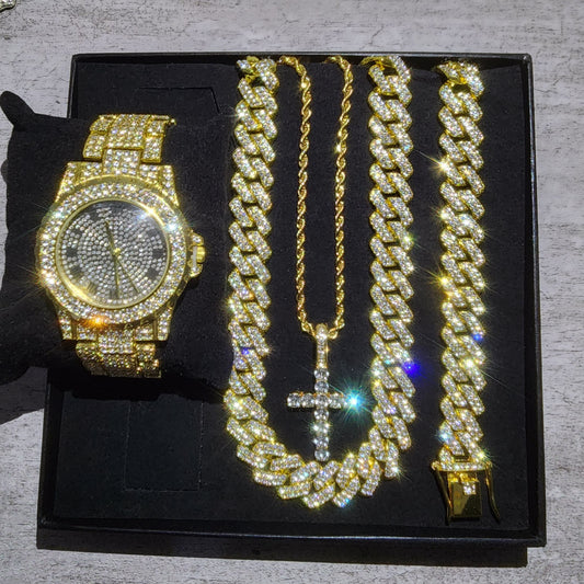 SET DE RELOJ DORADO DE 4 PIEZAS