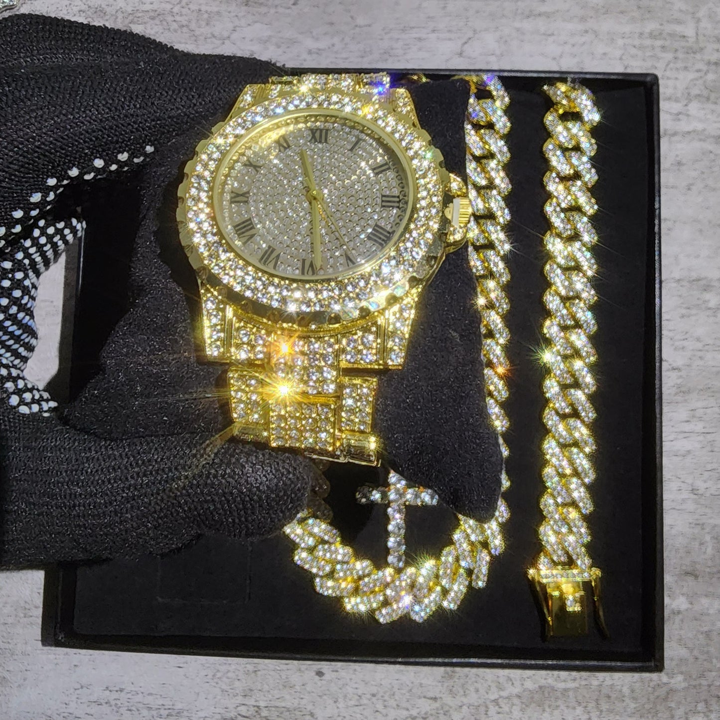 SET DE RELOJ DORADO DE 4 PIEZAS