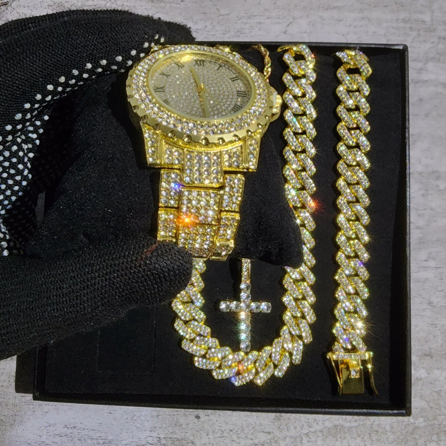 SET DE RELOJ DORADO DE 4 PIEZAS