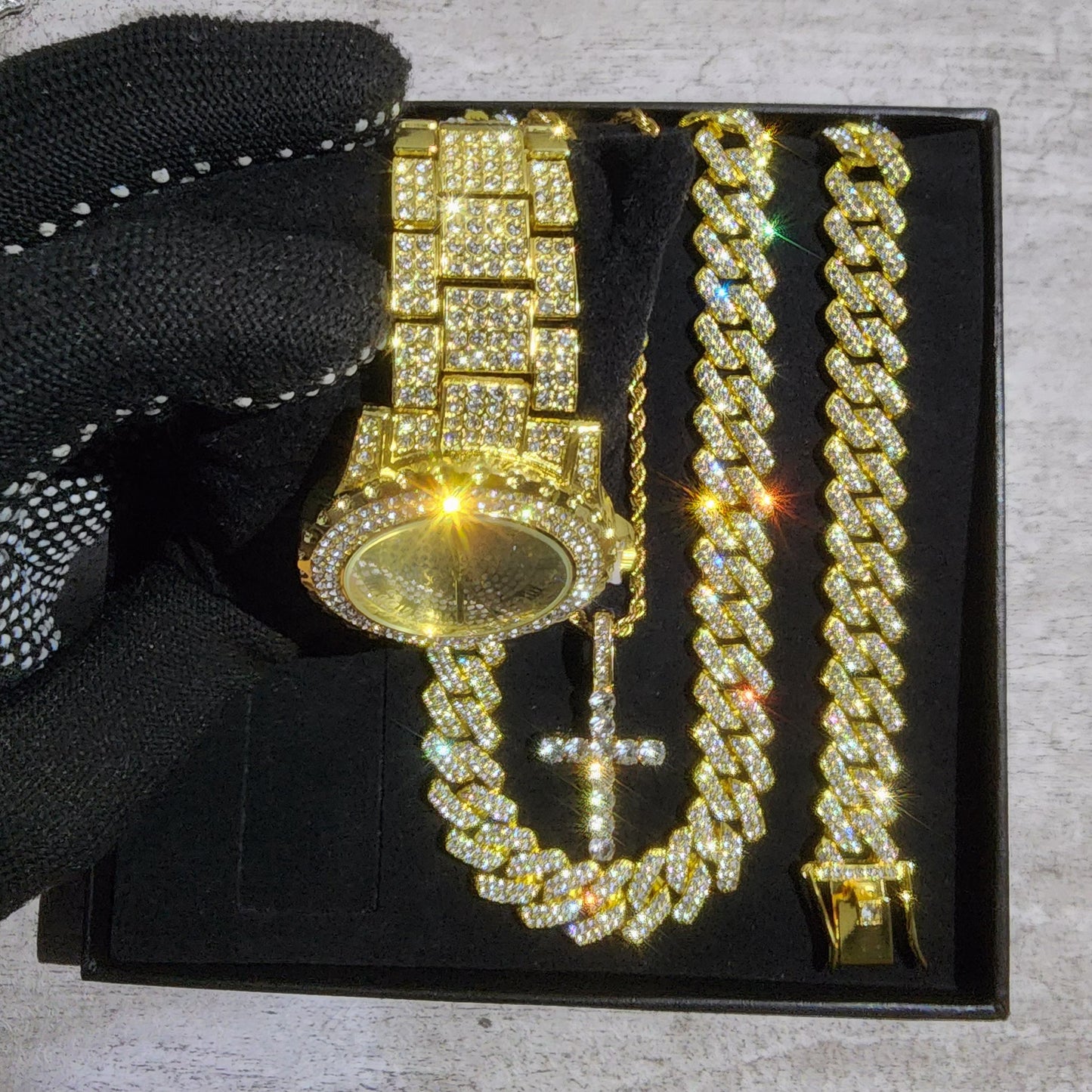 SET DE RELOJ DORADO DE 4 PIEZAS
