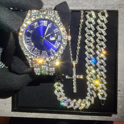 SET DE 4 PIEZAS  (EN COLOR AZUL Y PLATA)